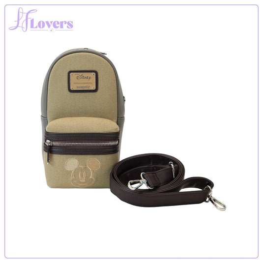 Loungefly Disney Mickey And Friends Faux Leather And Canvas Water Bottle Crossbody