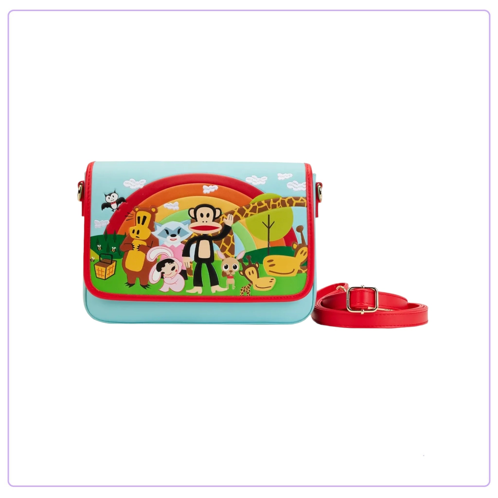 Loungefly Paul Frank Rainbow Group Crossbody Bag | Multi-Color Vegan Leather Small Purse - View #9