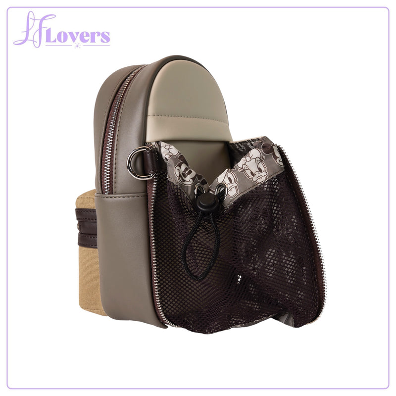 Load image into Gallery viewer, Loungefly Disney Mickey And Friends Faux Leather And Canvas Water Bottle Crossbody
