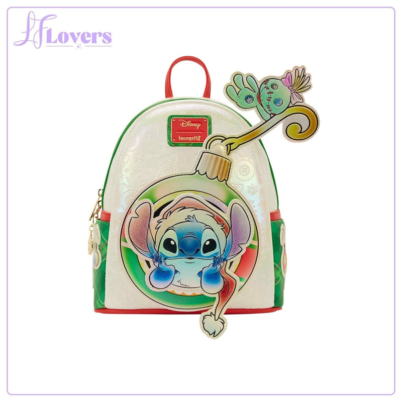 Load image into Gallery viewer, Loungefly Disney Lilo And Stitch Holiday Mini Backpack - PRE ORDER
