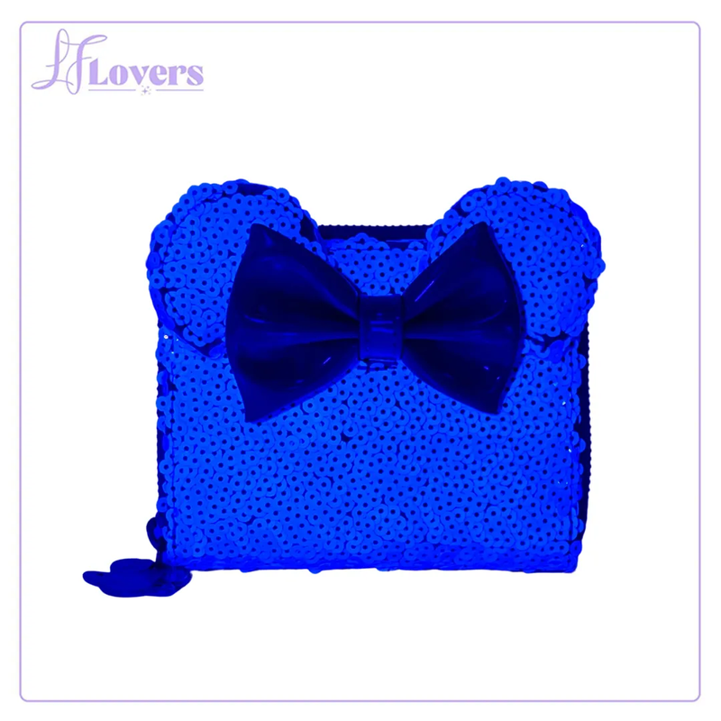 Load image into Gallery viewer, LF Lovers Exclusive - Loungefly Disney Planet Minnie UV Reactive Pink Iridescent Sequin Zip Around Wallet
