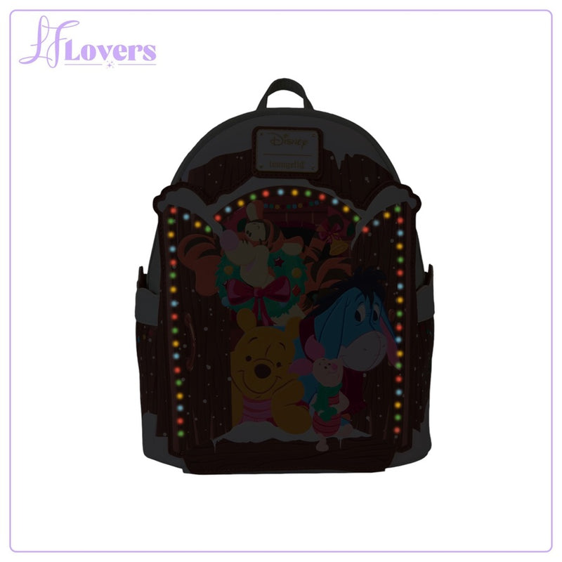 Load image into Gallery viewer, Loungefly Disney Winnie The Pooh Holiday Scene Pooh And Friends Mini Backpack
