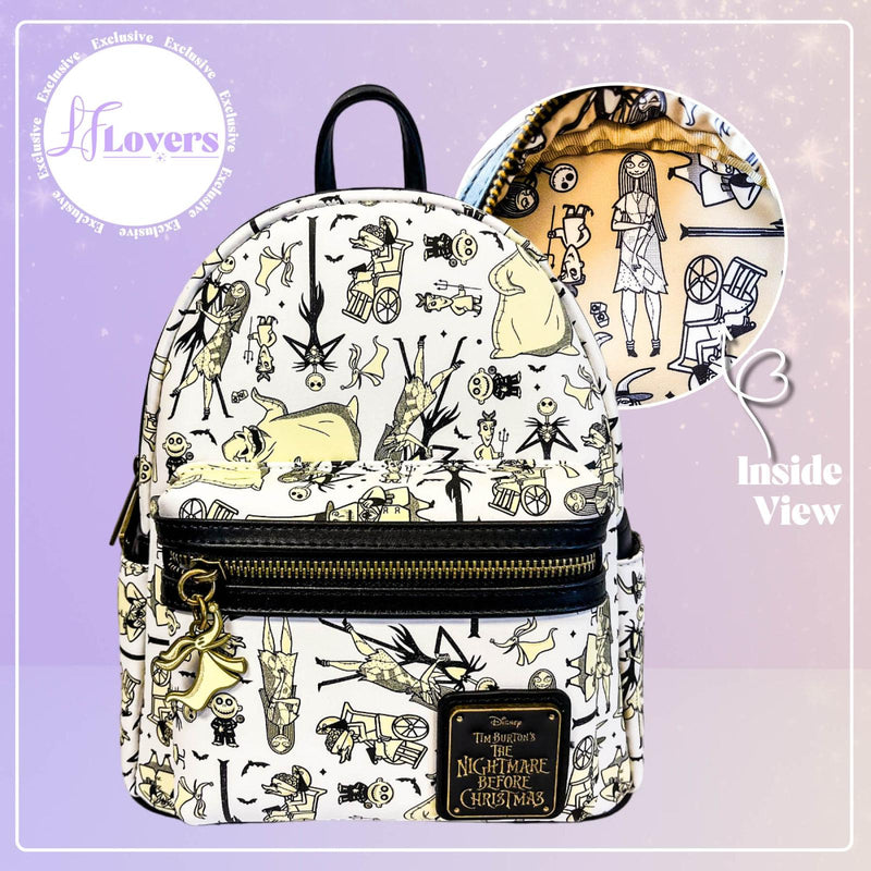 Load image into Gallery viewer, LF Lovers Exclusive - Loungefly Disney Nightmare Before Christmas Glow in the Dark All Over Print Mini Backpack

