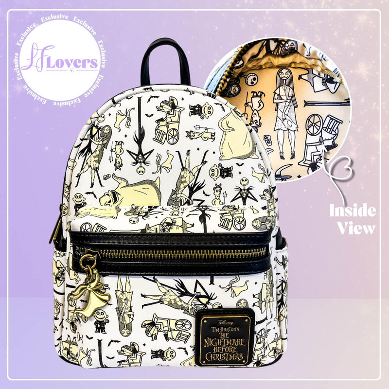 Load image into Gallery viewer, Loungefly Disney Nightmare Before Christmas Glow in the Dark All Over Print Mini Backpack - LF Lovers
