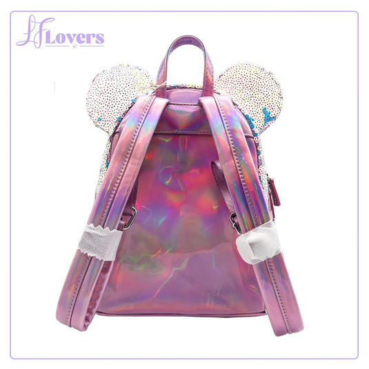 LF Lovers Exclusive - Loungefly Disney Planet Minnie UV Reactive Pink Iridescent Sequin Mini Backpack