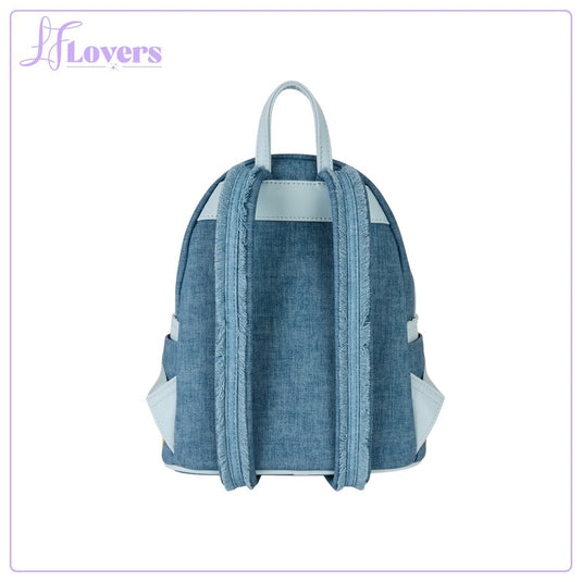 Loungefly Disney Dogs & Cats Faux Denim Fringe Mini Backpack