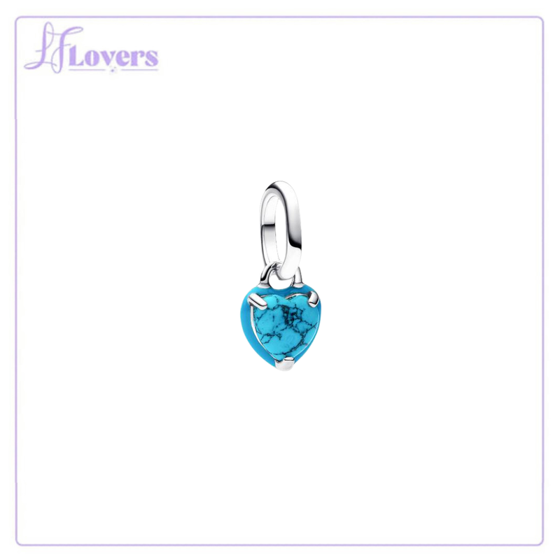 Load image into Gallery viewer, Pandora Turquoise-Coloured Heart Mini Dangle Charm
