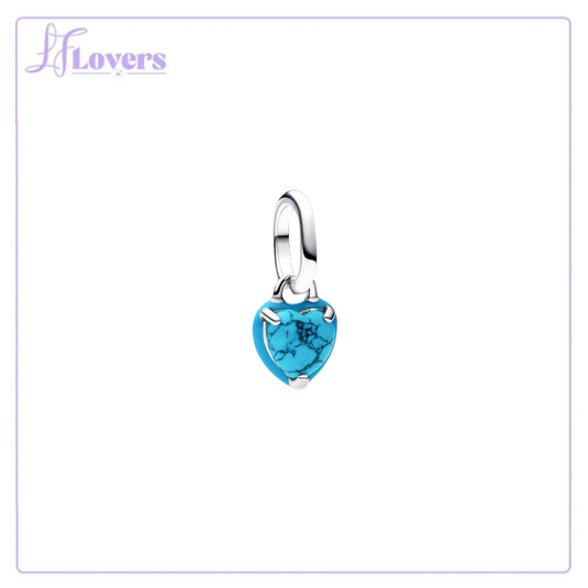 Pandora Turquoise-Coloured Heart Mini Dangle Charm