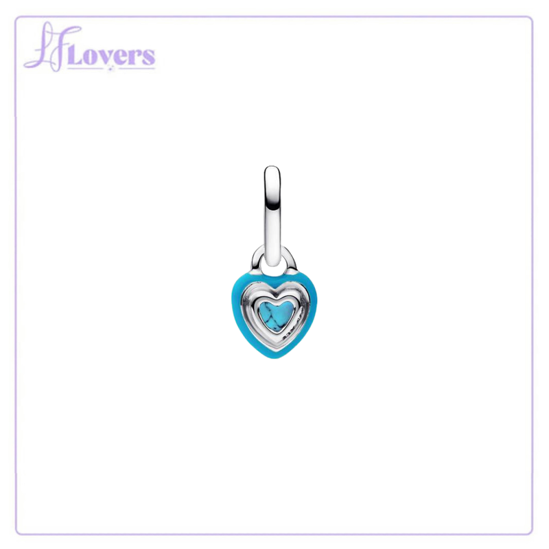 Load image into Gallery viewer, Pandora Turquoise-Coloured Heart Mini Dangle Charm
