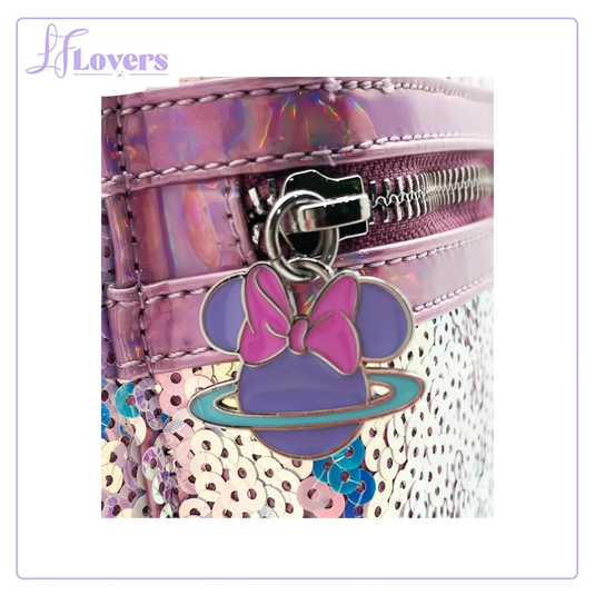 LF Lovers Exclusive - Loungefly Disney Planet Minnie UV Reactive Pink Iridescent Sequin Mini Backpack