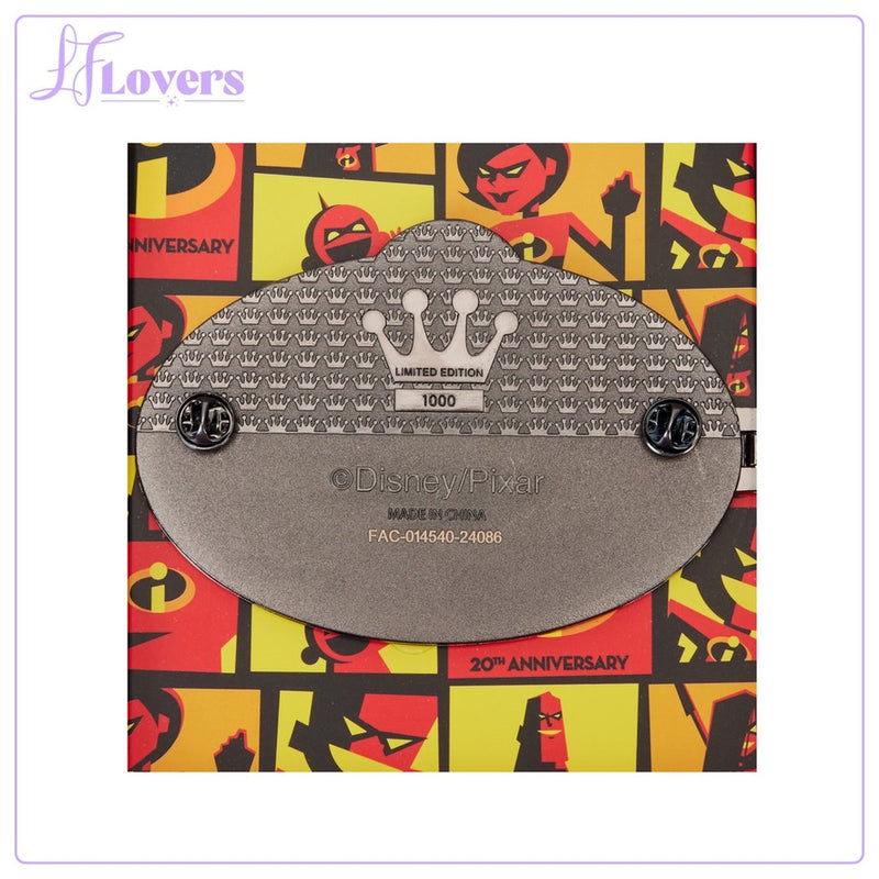 Load image into Gallery viewer, Loungefly Pixar The Incredibles 20th Anniversary Hinged 3&quot; Collector Box Pin
