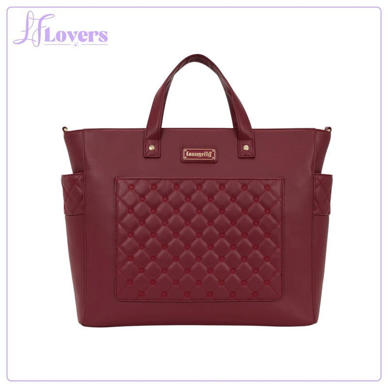 Load image into Gallery viewer, Loungefly The Mo Red Pin Trader Convertible Tote Bag
