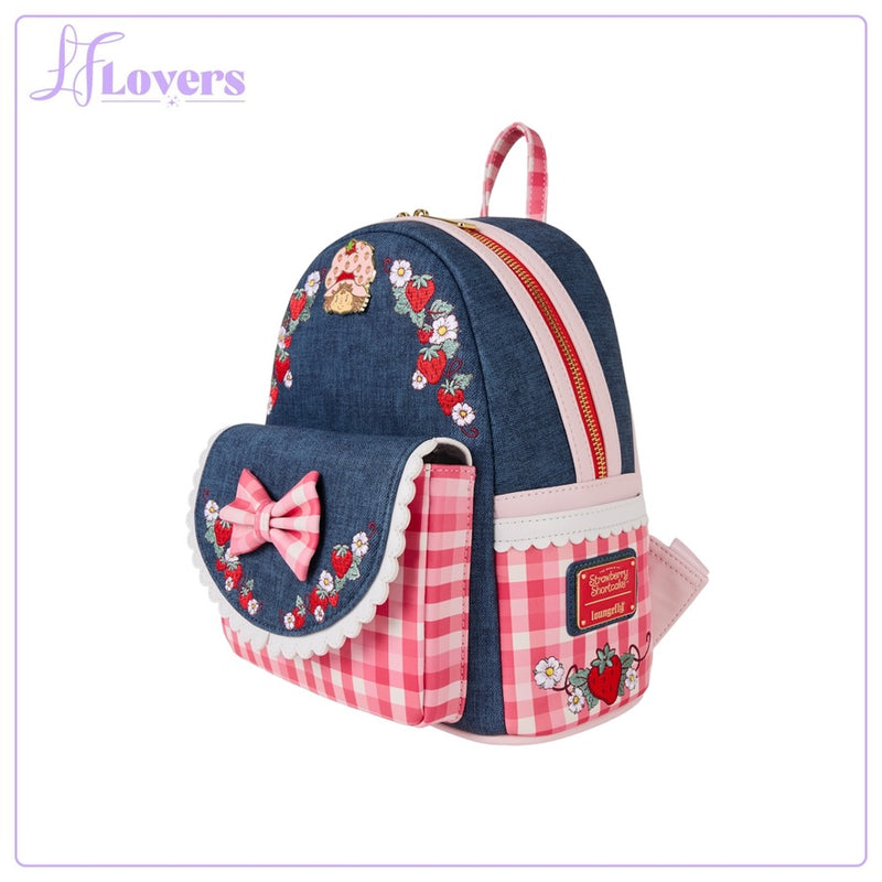 Load image into Gallery viewer, Loungefly Strawberry Shortcake Faux Denim Mini Backpack - PRE ORDER - LF Lovers
