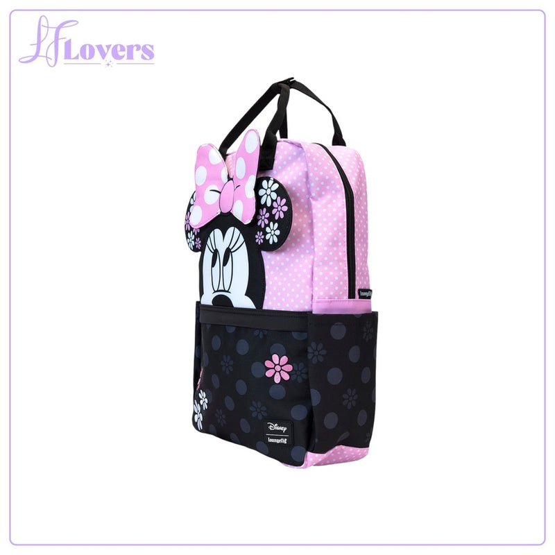 Load image into Gallery viewer, Loungefly Disney Minnie Floral Rock The Dots Full Size Nylon Backpack

