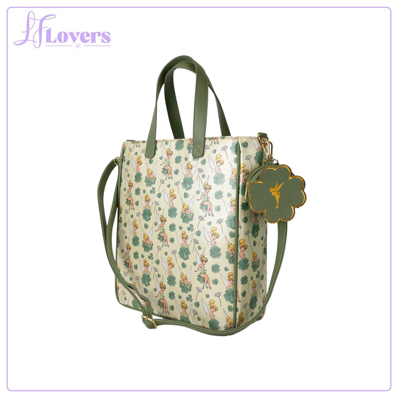 Load image into Gallery viewer, Loungefly Disney Tinker Bell 4-Leaf Clover Tote Bag With Coin Bag
