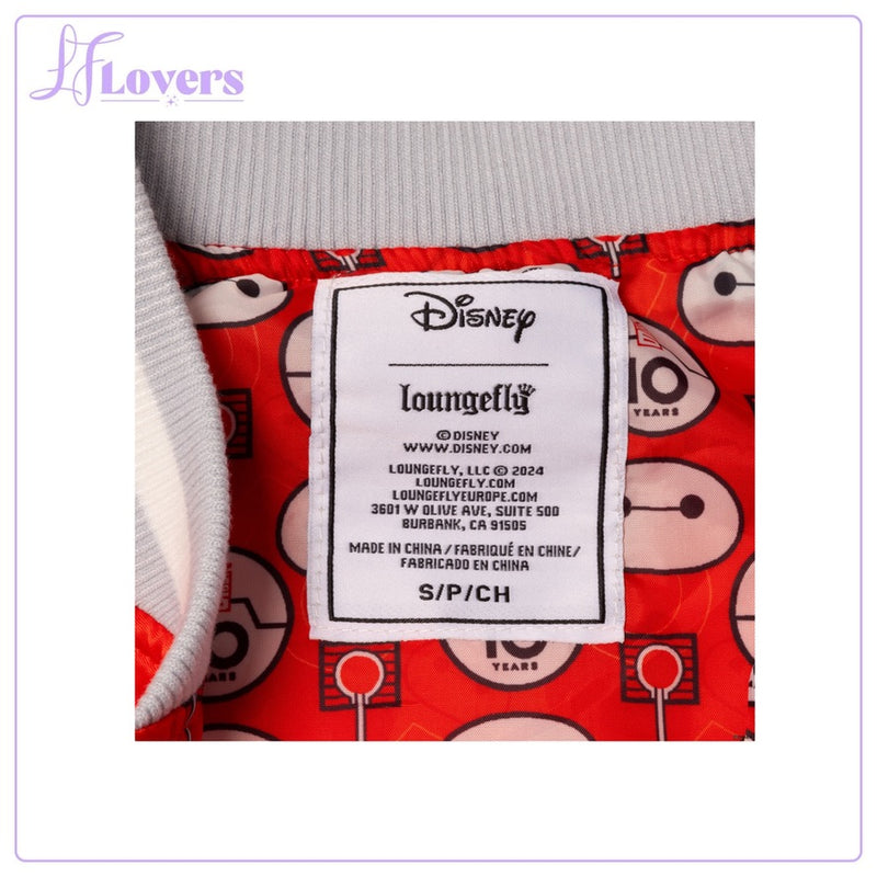 Load image into Gallery viewer, Loungefly Disney Big Hero 6 10th Anniversary Satin Bomber Jacket
