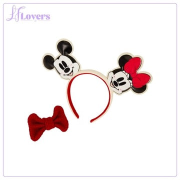 Loungefly Disney Mickey & Minnie Knit Bow Holiday Ear Headband - Preorder