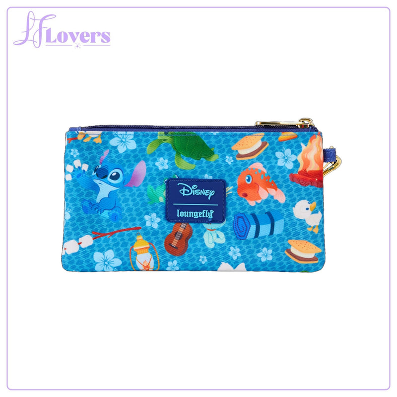 Load image into Gallery viewer, Loungefly Disney Stitch Camping Cuties AOP Nylon Wristlet
