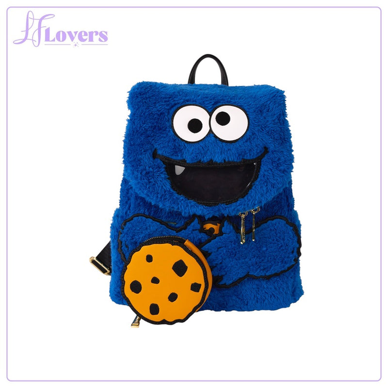 Load image into Gallery viewer, Loungefly Sesame Street Cookie Monster Plush Mini Backpack

