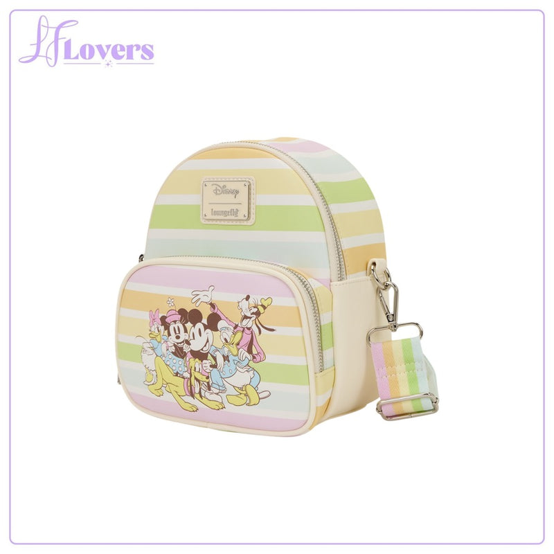 Load image into Gallery viewer, Loungefly Disney Mickey And Friends Rainbow Stripes Convertible Mini Backpack - PRE ORDER - LF Lovers
