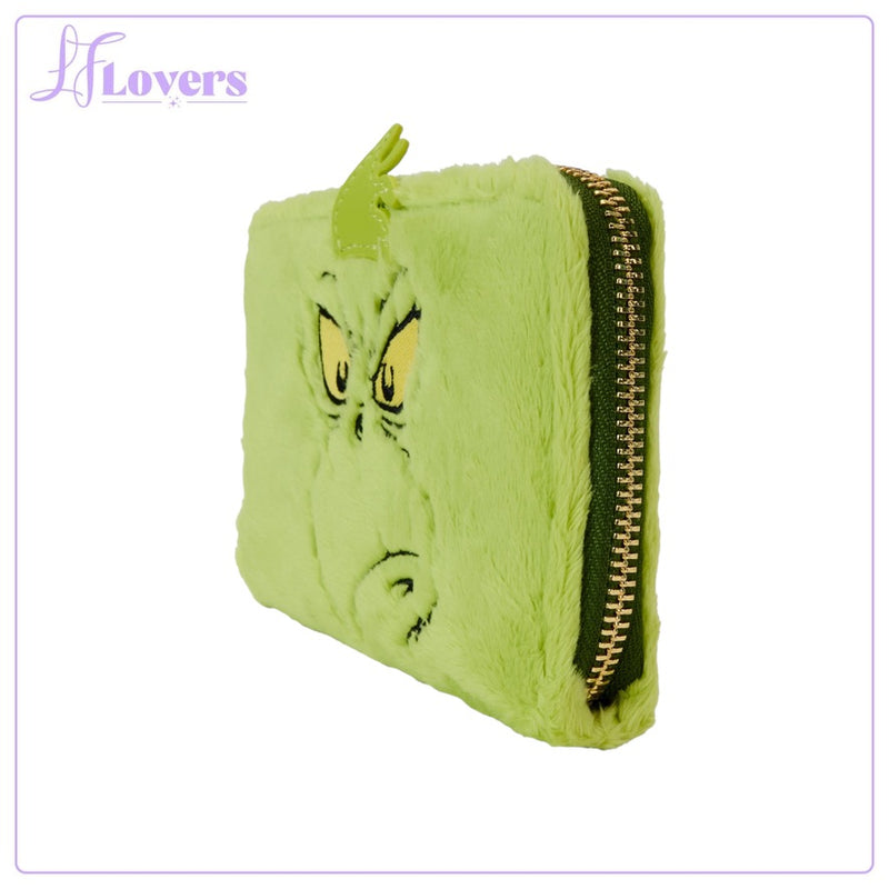 Load image into Gallery viewer, Loungefly Dr Seuss Plush Grinch Glow Cosplay Zip Around Wallet - LF Lovers
