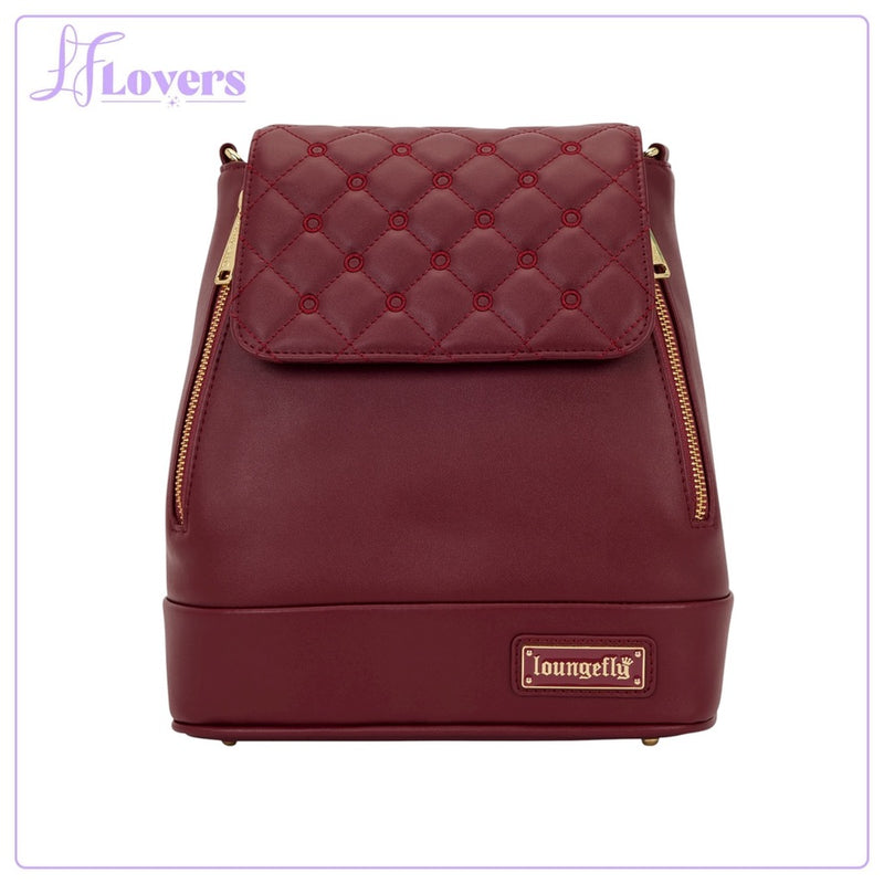 Load image into Gallery viewer, Loungefly The Lilly Red Pin Trader Convertible Mini Backpack &amp; Crossbody
