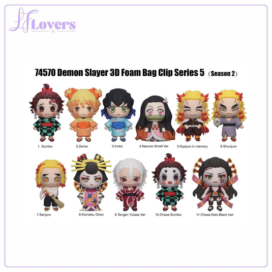 Demon Slayer Season 2 - Series 5 - 3D Foam Mystery Bag Clip - LF Lovers