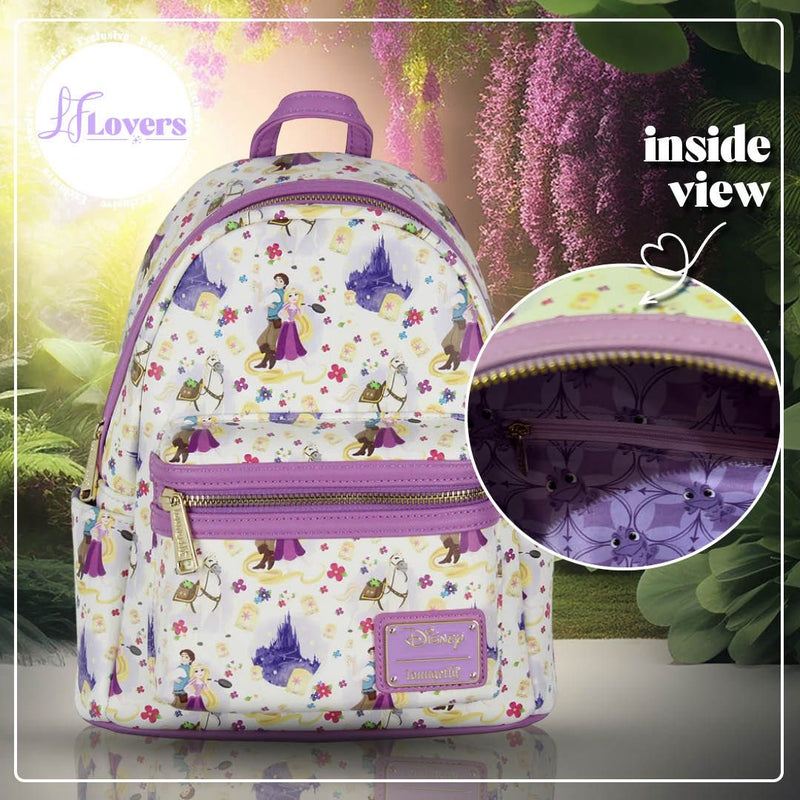 Load image into Gallery viewer, LF Lovers Exclusive - Loungefly Disney Tangled AOP Mini Backpack - LF Lovers
