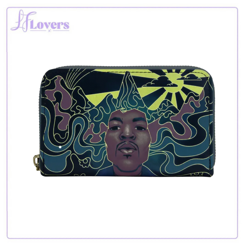 Load image into Gallery viewer, Loungefly Jimi Hendrix Psychedelic Landscape Glow-in-the-Dark Zip Around Wallet - LF Lovers
