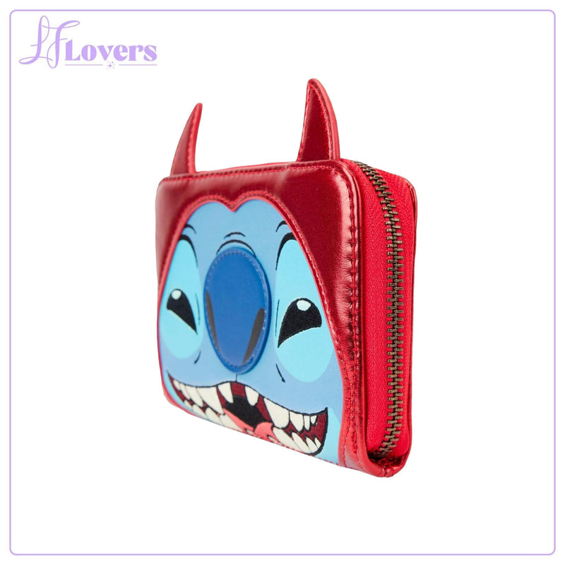 Load image into Gallery viewer, Loungefly Disney Stitch Devil Cosplay Zip Around Wallet
