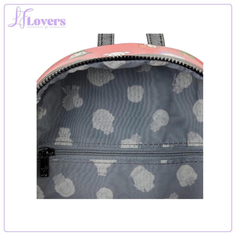 Load image into Gallery viewer, Loungefly Harry Potter Chibi Characters Red Allover Print Mini Backpack
