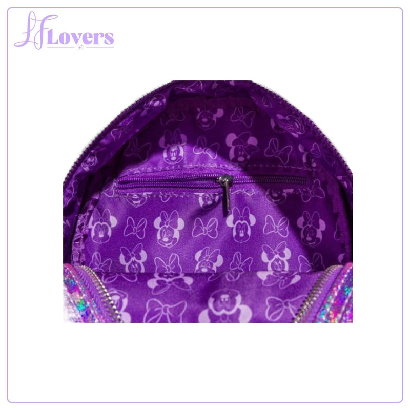 Load image into Gallery viewer, Loungefly Disney Minnie Mouse Purple Glitter Mini Backpack
