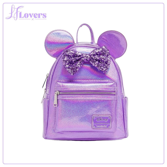 Loungefly Disney Minnie Mouse Purple Glitter Mini Backpack