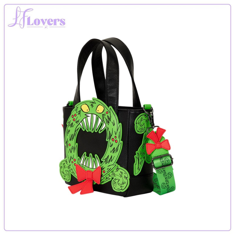Load image into Gallery viewer, Loungefly Disney NIghtmare Before Christmas Man-Eating Wreath Mini Tote Crossbody Bag - LF Lovers
