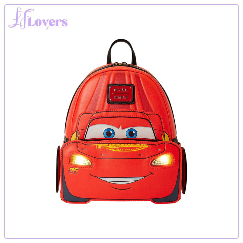 Load image into Gallery viewer, Loungefly Disney Pixar Cars 20th Anniversary Lightning McQueen Metallic Light-Up Mini Backpack - Preorder
