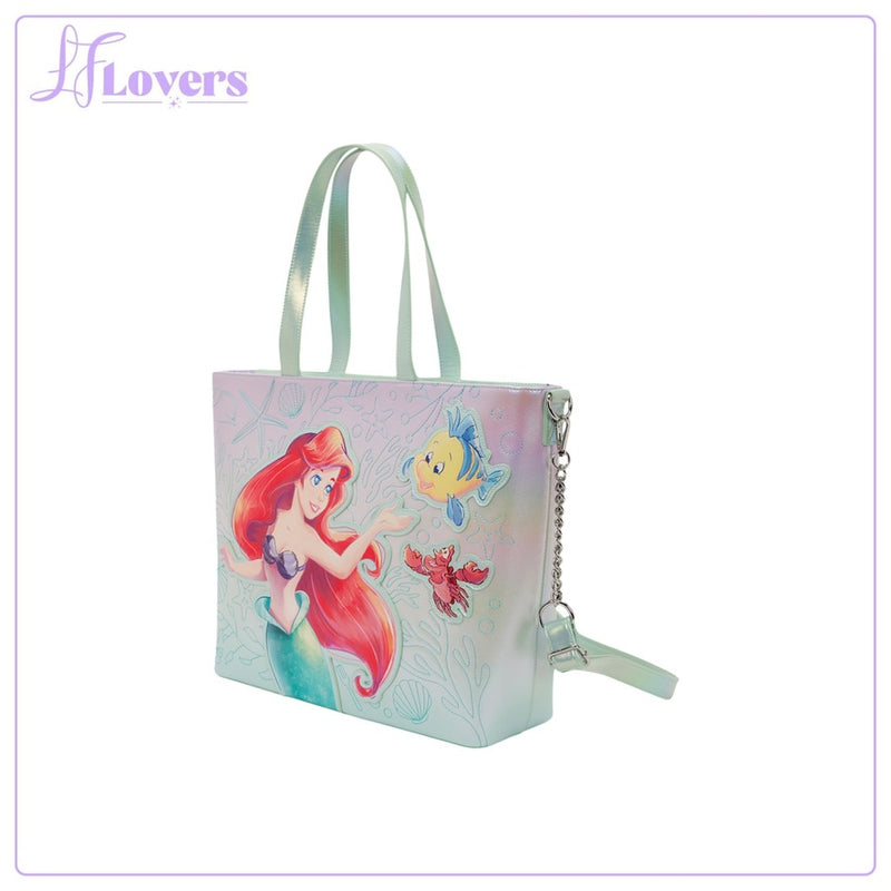 Load image into Gallery viewer, Loungefly Disney The Little Mermaid Ariel &amp; Flounder Tote Bag With Coin Bag - PRE ORDER - LF Lovers

