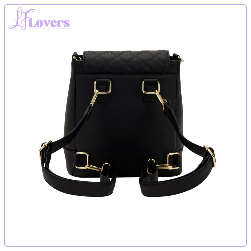 Load image into Gallery viewer, Loungefly The Lilly Black Pin Trader Convertible Mini Backpack &amp; Crossbody
