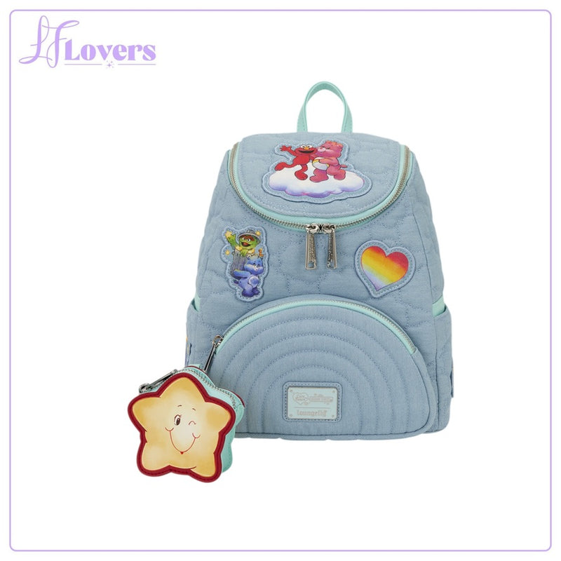Load image into Gallery viewer, Loungefly Care Bears X Sesame Street Denim Mini Backpack - LF Lovers
