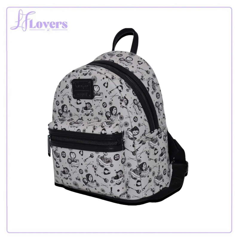Load image into Gallery viewer, Loungefly Laika Coraline Tattoo All Over Print Mini Backpack
