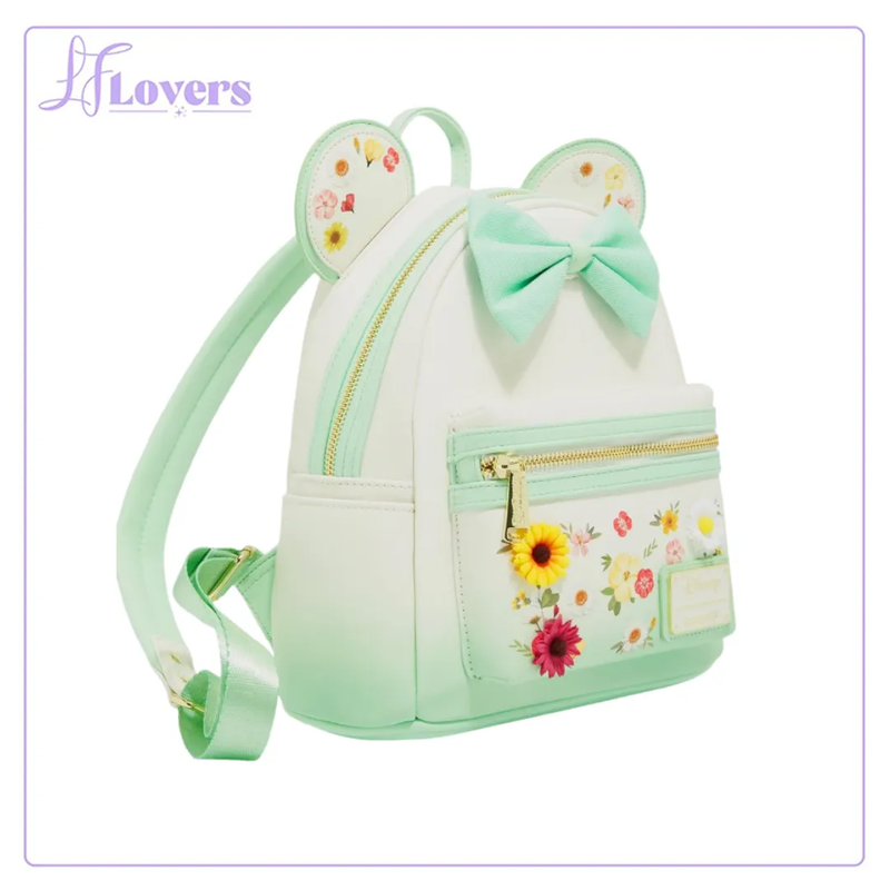 Load image into Gallery viewer, Loungefly Disney Minnie Mouse Pressed Flower Bow Mini Backpack
