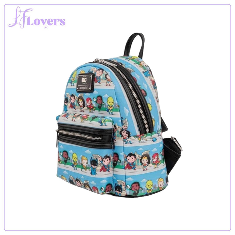 Load image into Gallery viewer, Loungefly DC Superheroes Chibi Lineup Mini Backpack - LF Lovers
