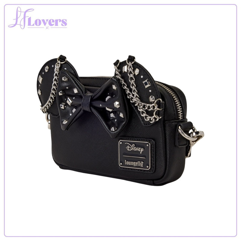 Load image into Gallery viewer, Loungefly Disney Minnie Mouse Studs &amp; Chains Sling Crossbody Bag - Preorder
