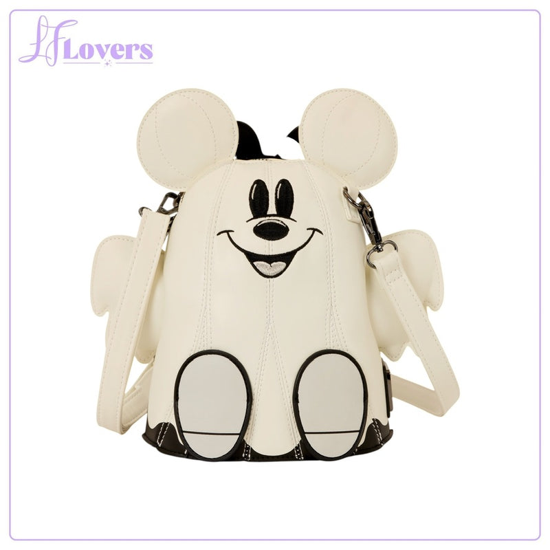 Load image into Gallery viewer, Loungefly Disney Mickey &amp; Minnie Ghost Glow Figural Crossbody Bag - Preorder
