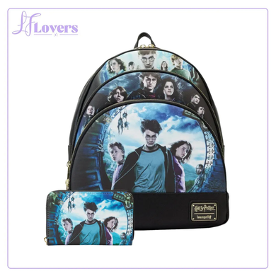 OUTLET - Loungefly Harry Potter Trilogy Series 2 Triple Pocket Mini Backpack and FREE Wallet - DISPLAY