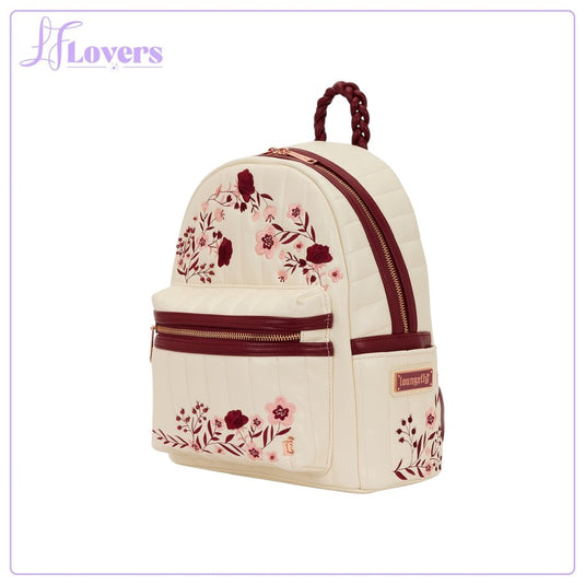 Loungefly Cream And Red Floral Mid Size Backpack - PRE ORDER