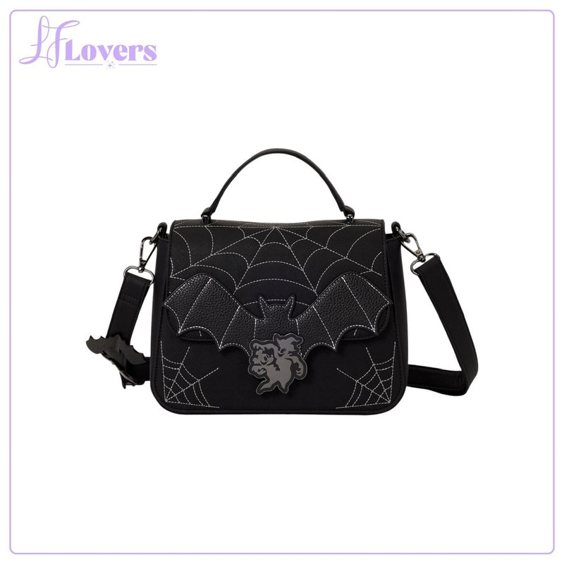 Load image into Gallery viewer, Loungefly Disney Mickey &amp; Minnie Spiderweb and Bats Crossbody Bag - Preorder
