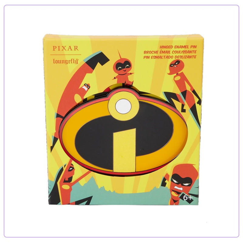 Load image into Gallery viewer, Loungefly Pixar The Incredibles 20th Anniversary Hinged 3&quot; Collector Box Pin

