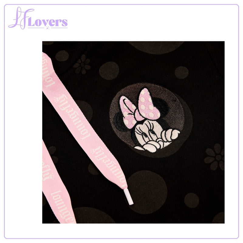 Load image into Gallery viewer, Loungefly Disney Minnie Rocks The Dots Floral Unisex Hoodie - LF Lovers
