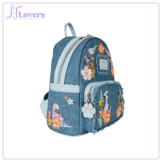 Loungefly Disney Dogs & Cats Faux Denim Fringe Mini Backpack