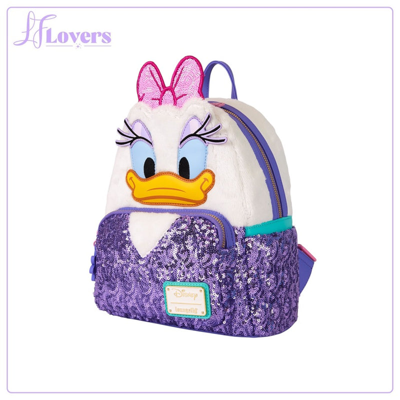 Load image into Gallery viewer, Loungefly Disney Daisy Duck Plush Mini Backpack - PRE ORDER

